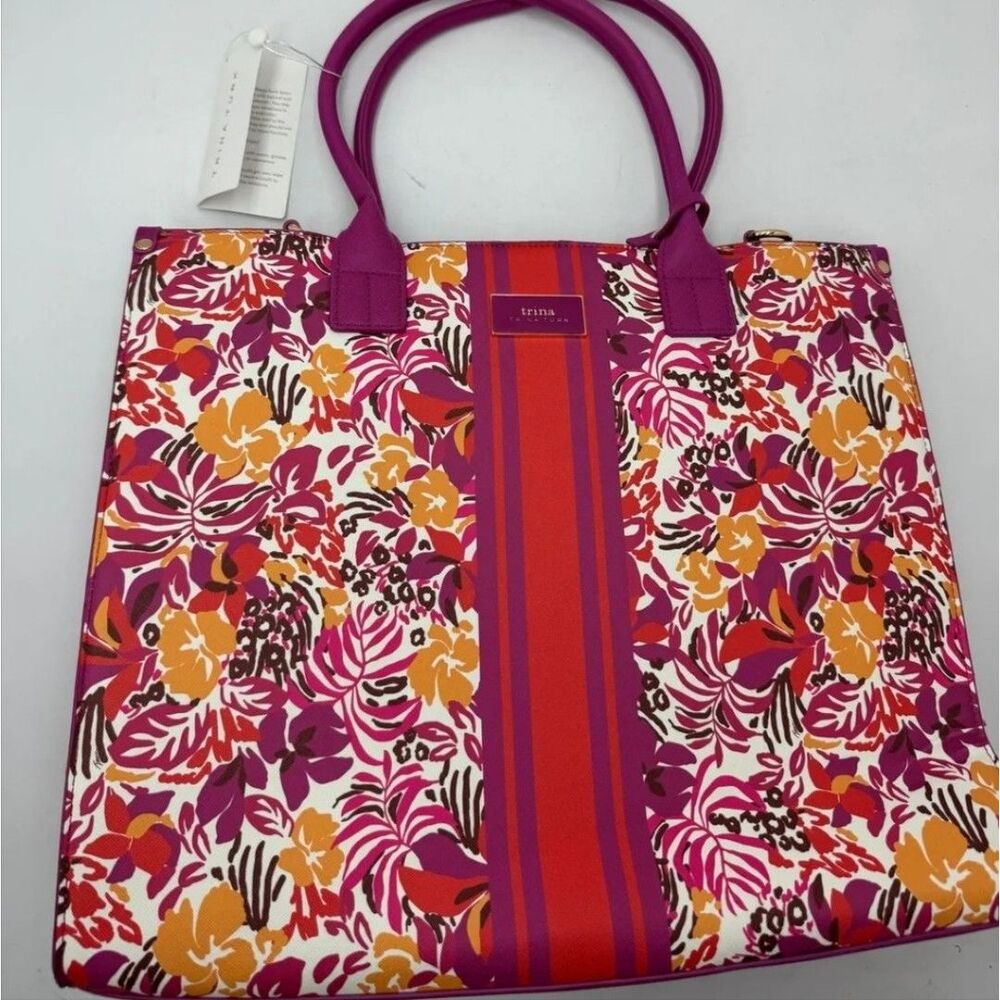 Trina Turk Large Pink Floral Large Tote Bag NWT